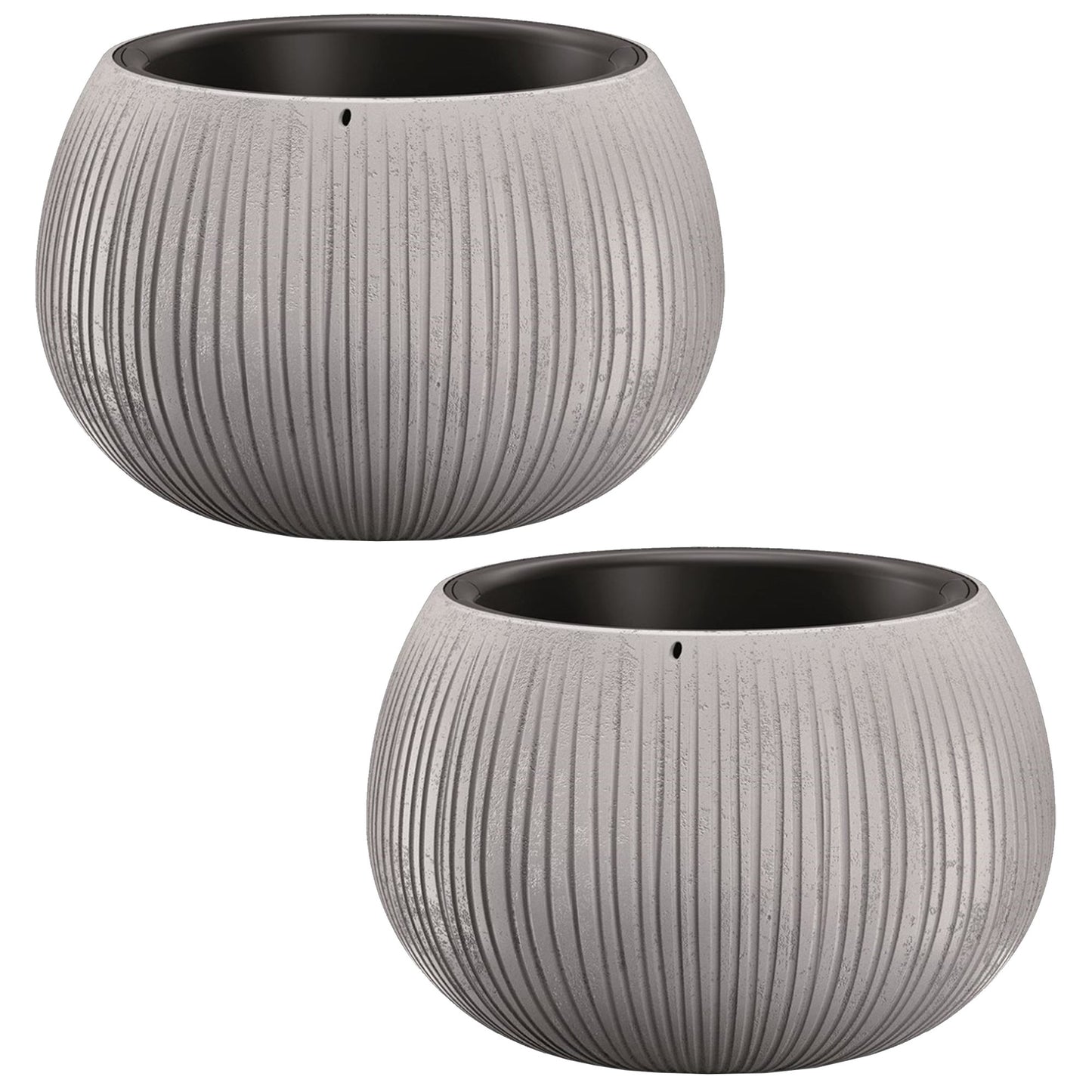 2x Prosperplast Beton Bowl De Plástico Con Depósito En Color Cemento, 11 (alto) X 14,4 (ancho) X 14,4 (profundo) Cms