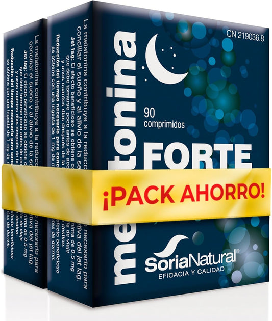 Embalagem de 2 Melatonina 100% Pura da Soria Natural, 90 Comprimidos