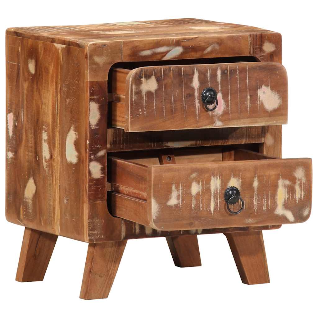 Mesita De Noche 40x32x46 Cm Madera Maciza Reciclada_3