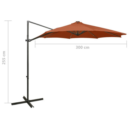 Vidaxl Sombrilla Jardín Voladiza Con Palo Y Luces Led Terracota 300 Cm_2
