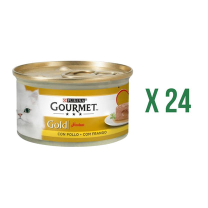 Embalagem de 24 x Ração Húmida para Frango Fondant GOURMET GOLD 85 g