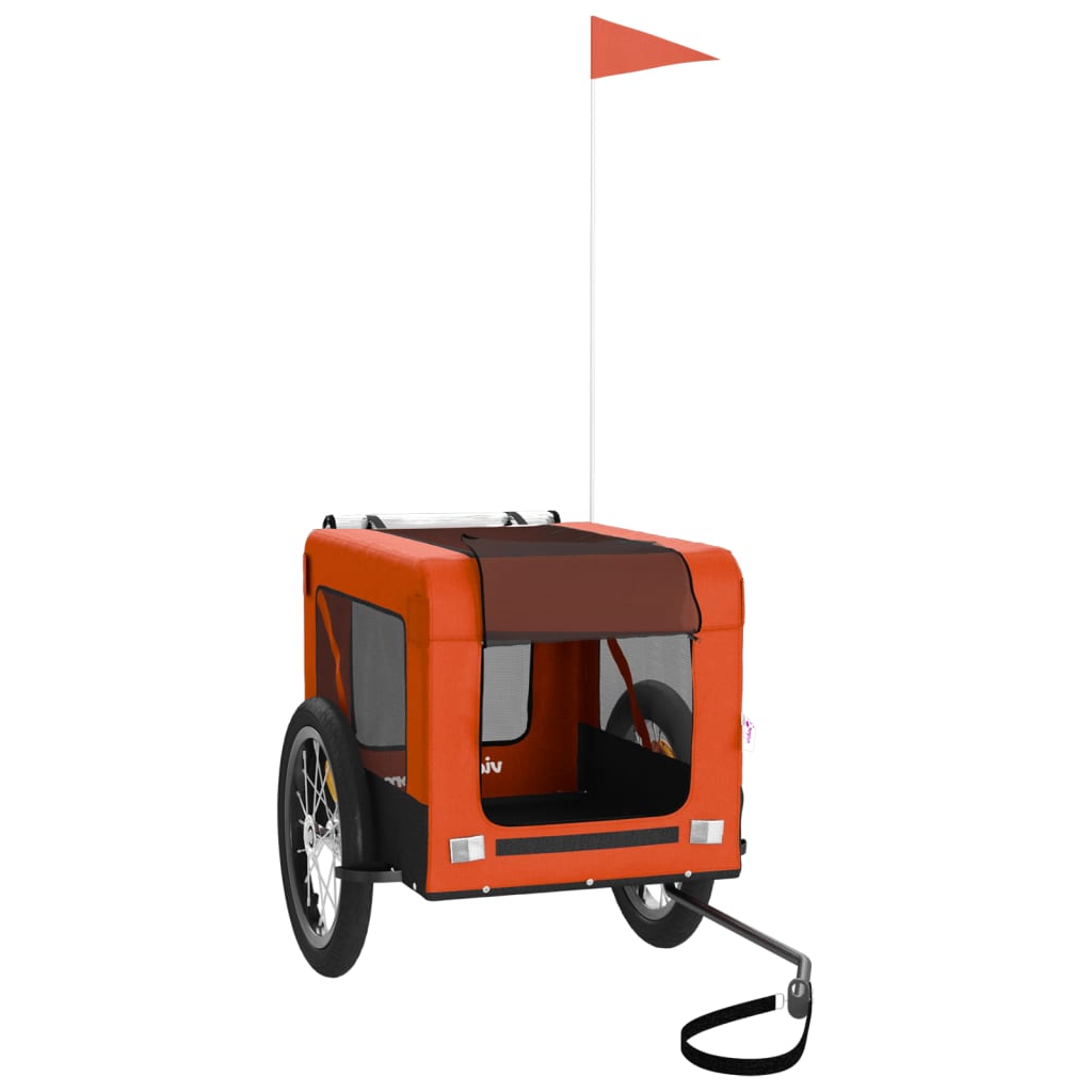 Remolque De Bicicleta Mascotas Hierro Tela Oxford Naranja Negro_2