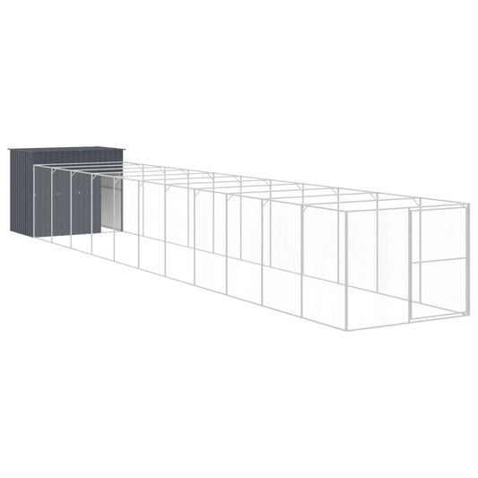 Caseta Perros Con Corral Acero Galvanizado Gris 214x1273x181 Cm_0