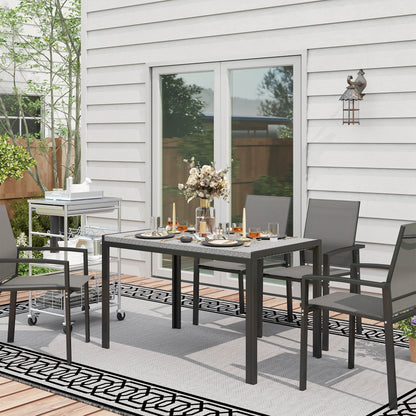 Outsunny Mesa De Comedor De Jardín De Ratán Sintético Con Estructura De Metal_1