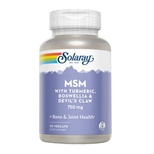 MSM com curcuma, boswellia e garra do diabo, Solaray, 90 cápsulas vegetais