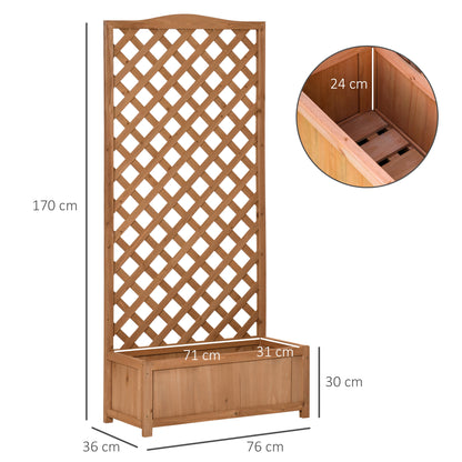 Outsunny Jardinera Con Enrejado Madera Arriate Para Trepadora 76x36x170cm Marrón_2