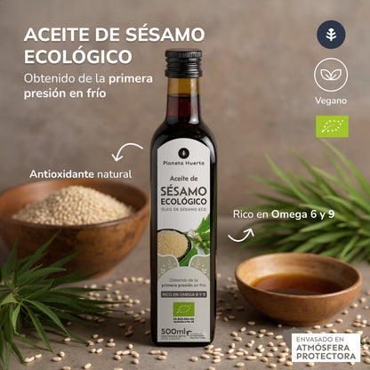 Pack de 3 Óleos de Sésamo Prensados ​​a Frio Planeta Huerto ECO 500 ml