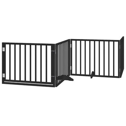 Vidaxl Puerta De Perros Plegable 8 Paneles Madera Álamo Negra 640 Cm_0