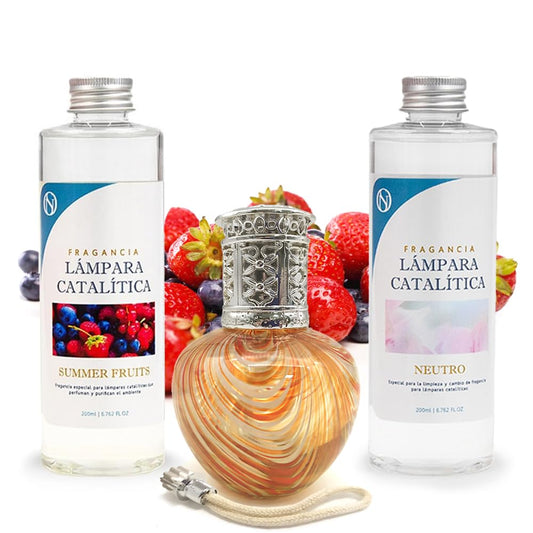 Pack Ahorro Lámpara Catalítica Orange Waves + Fragancia Summer Fruits 200ml + Limpiador Neutro 200ml + Mecha Repuesto_0