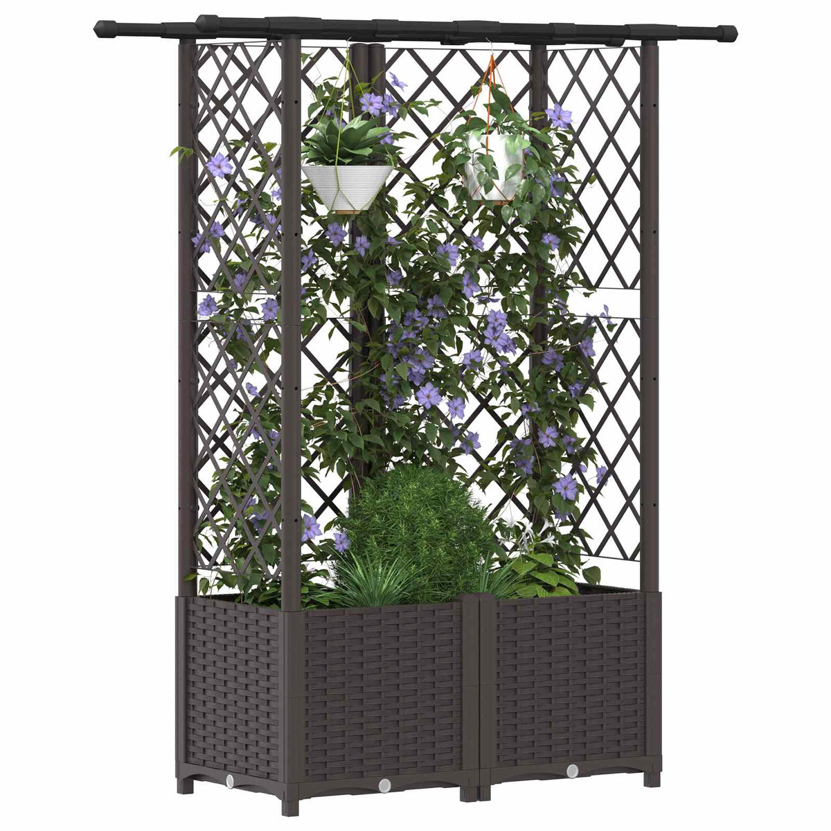 Cama Elevada Con Trellis Y Techo Marrón 124 X 40 X 136 Cm Pp_2