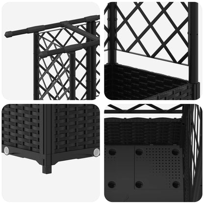 Cama Elevada Con Trellis Y Techo Negro 202,5 X 40 X 121 Cm Pp_5