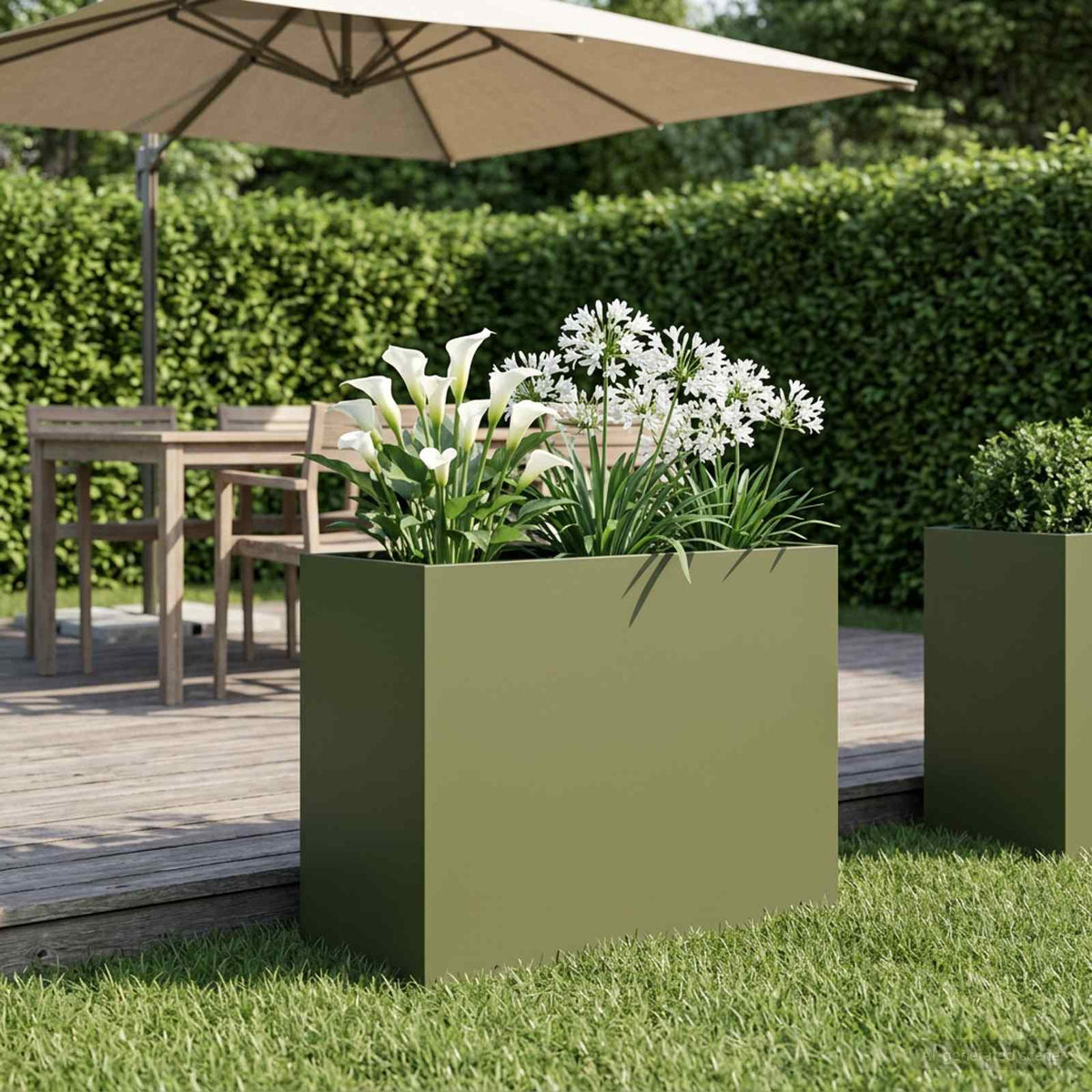 Macetero De Jardín Verde Oliva 60 X 30 X 50 Cm_1