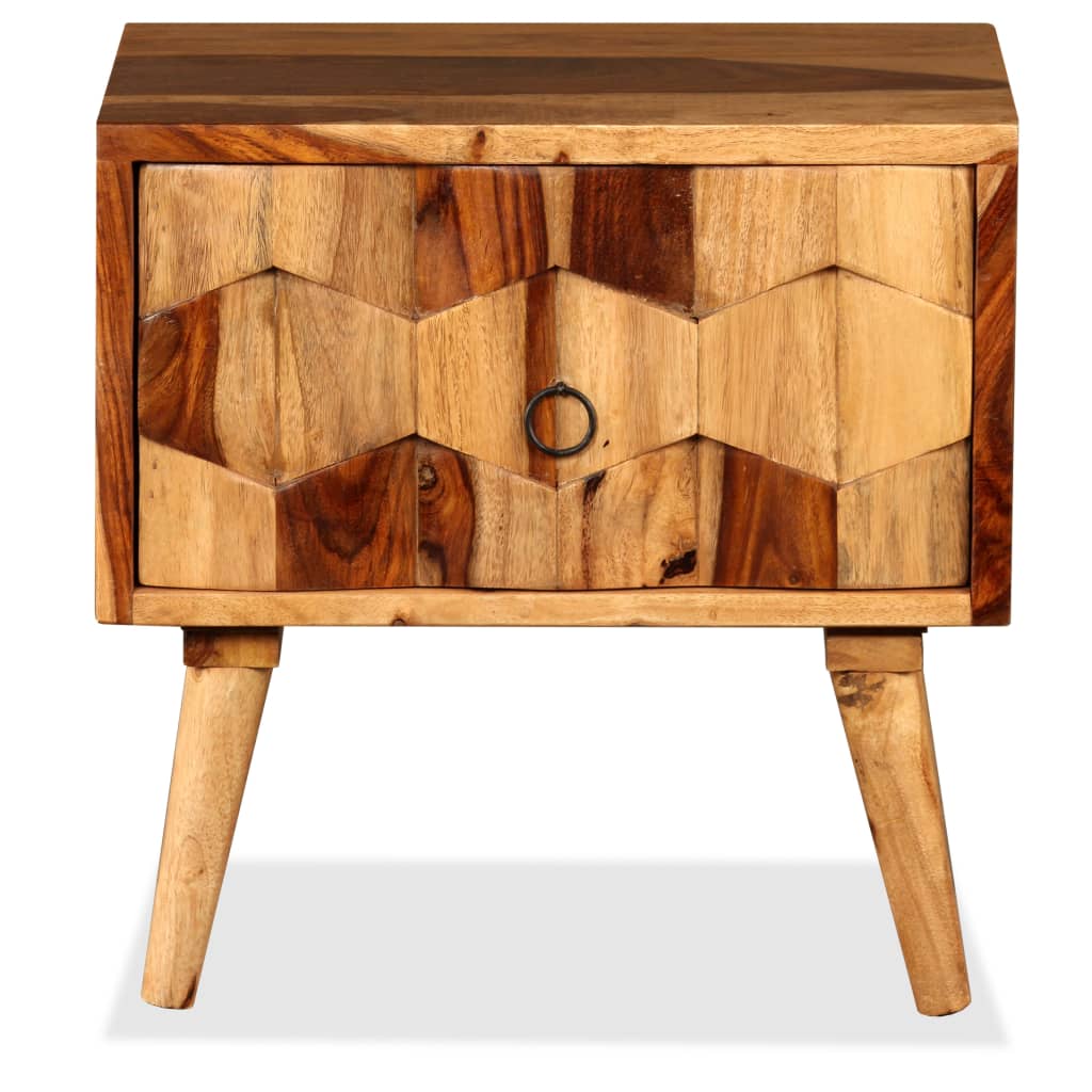 Mesita De Noche Con 1 Cajón Madera Maciza De Sheesham_1