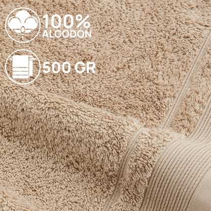 Juego De Toallas De Baño 3 Piezas: Tocador, Lavabo Y Sabana - 100% Algodón, 500 Gr Beige_4
