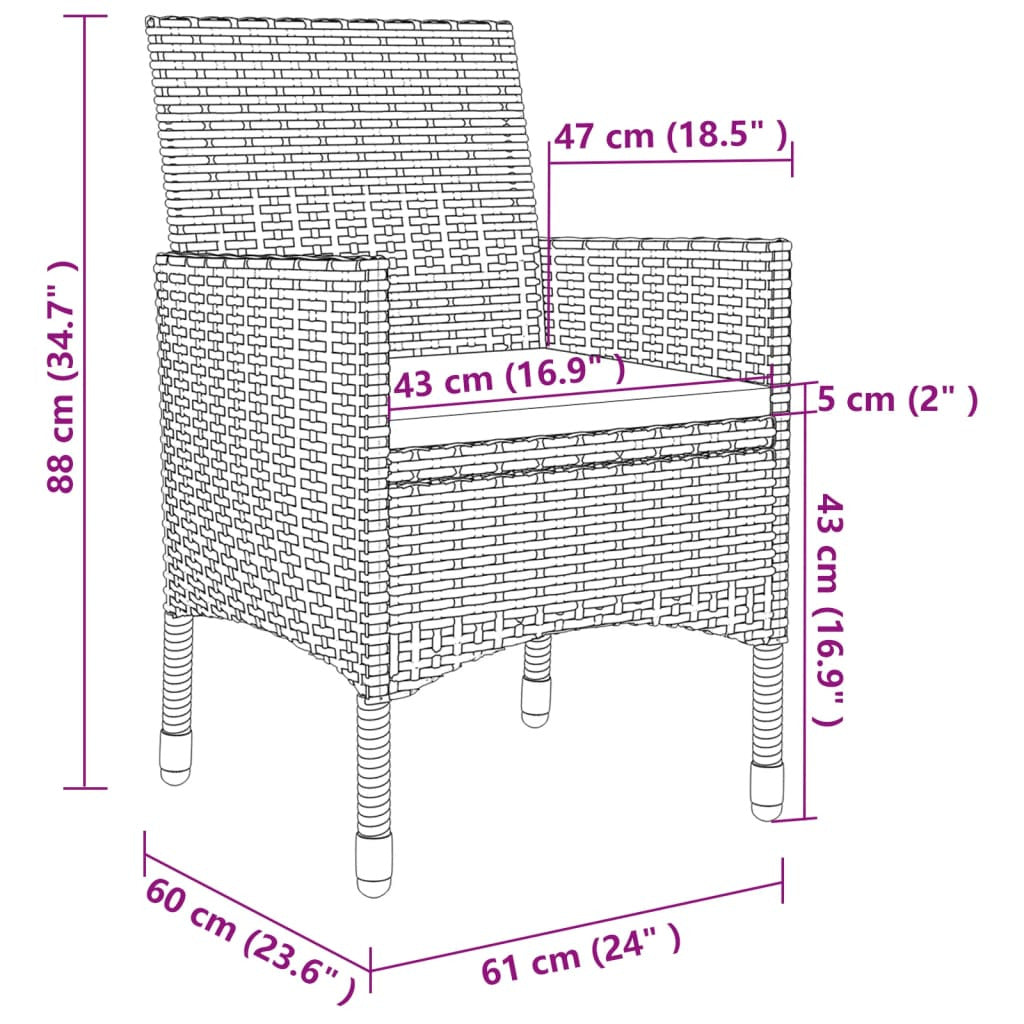 Vidaxl Set De Comedor De Jardín 5 Pzas Y Cojines Ratán Sintético Gris_2