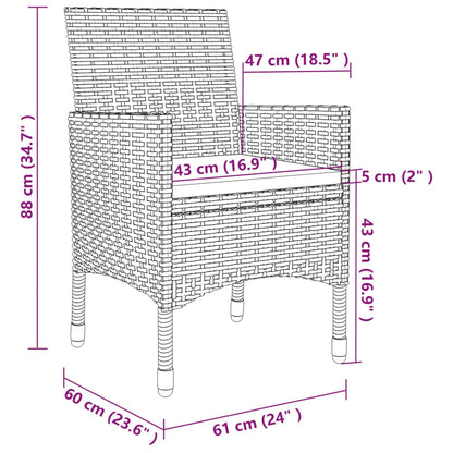 Vidaxl Set De Comedor De Jardín 5 Pzas Y Cojines Ratán Sintético Gris_2