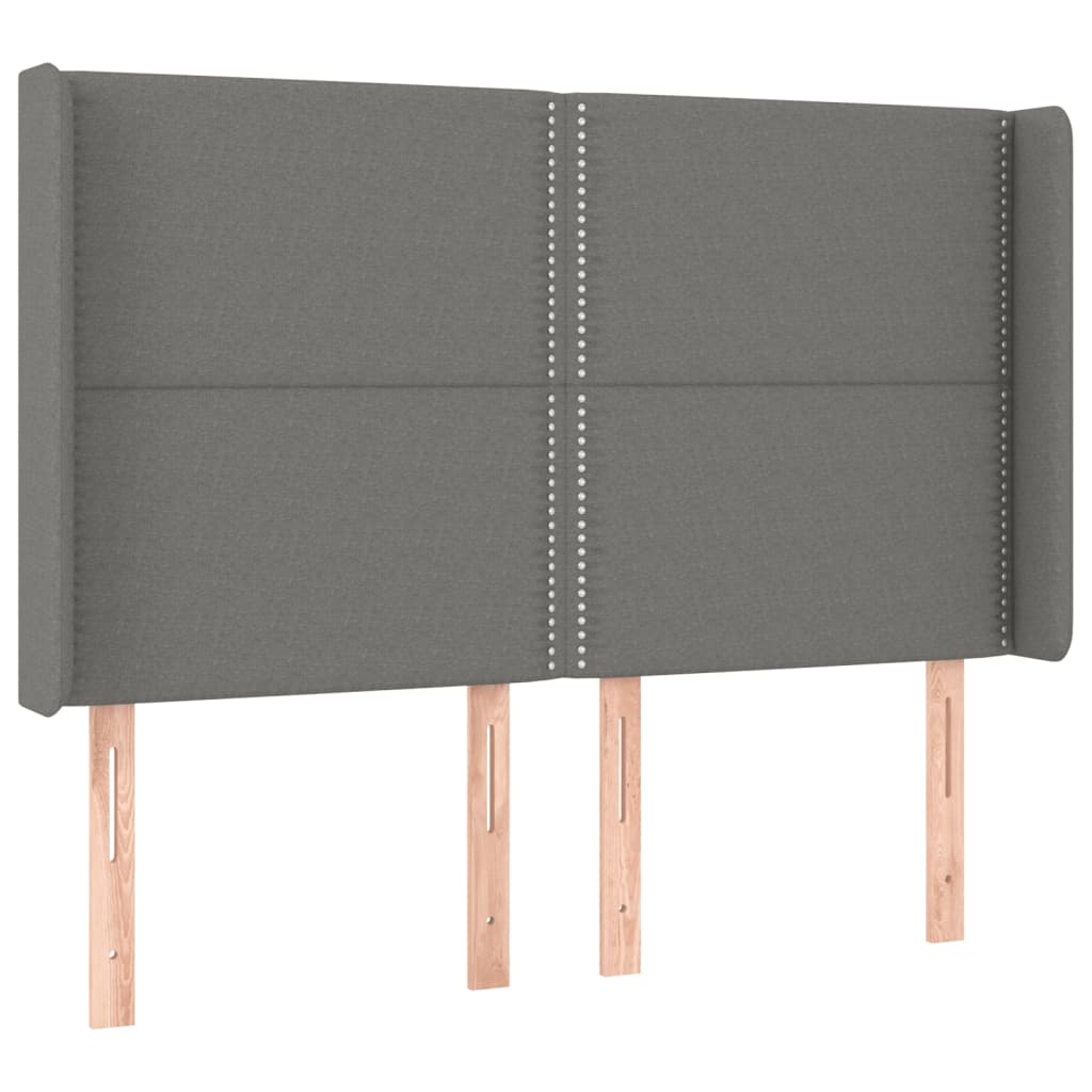 Cama Box Spring Colchón Y Luces Led Tela Gris Oscuro 140x200 Cm / Vetonek_5