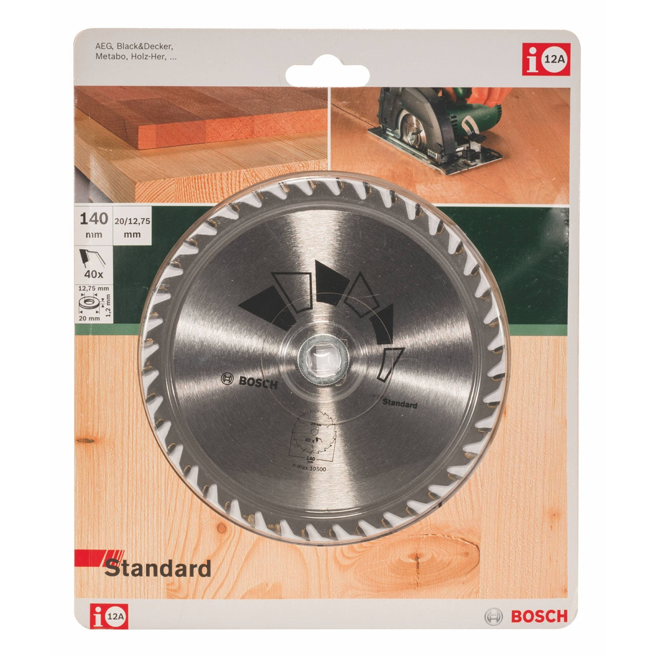 Disco estándar Bosch para sierra circular 140 x 20/12.7 mm 40 dientes