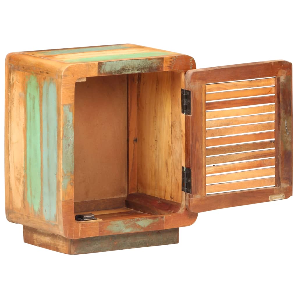 Mesita De Noche De Madera Maciza Reciclada 40x30x50 Cm_0