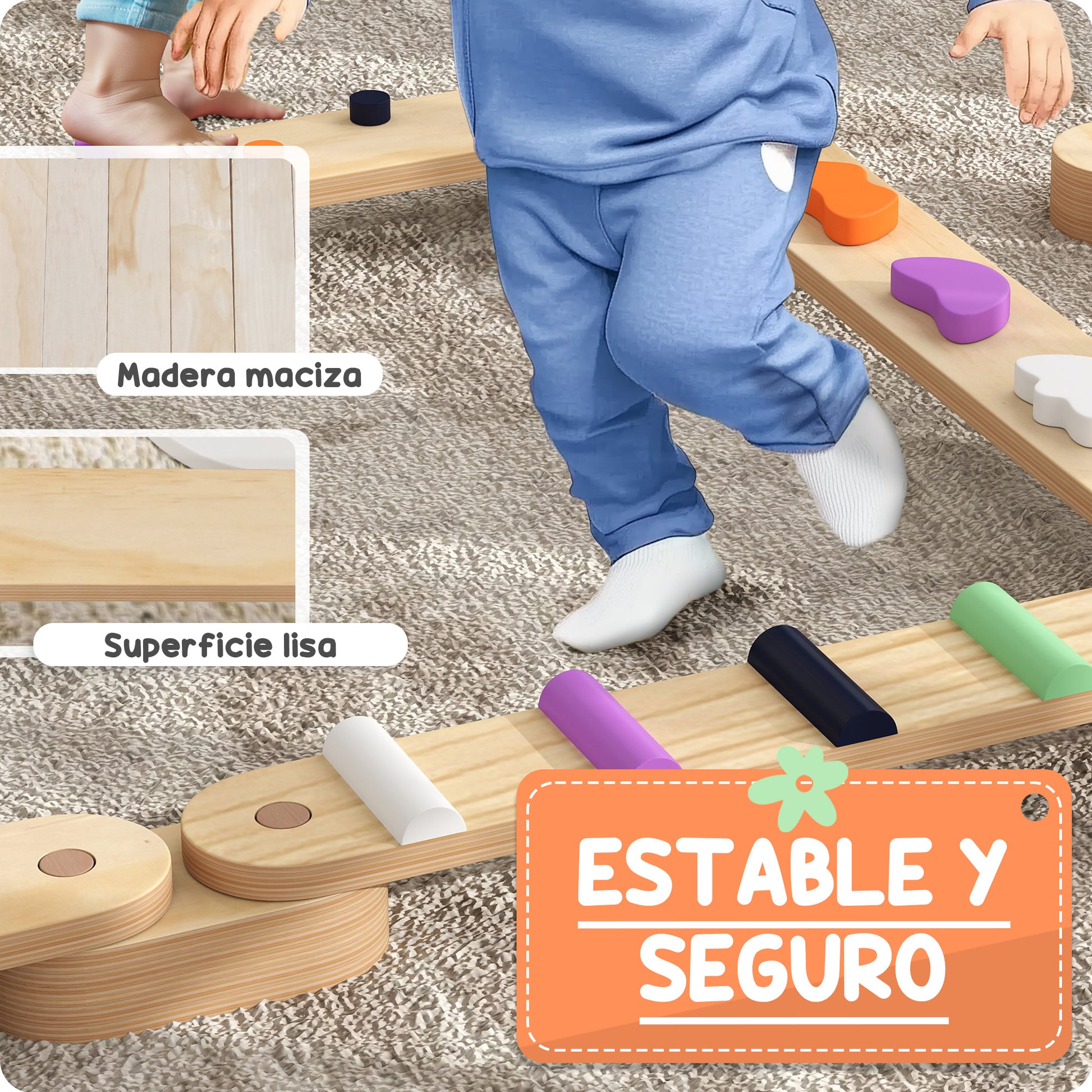 Aiyaplay Juego De Viga De Equilibrio De Madera Para Niños De +3 Años Multicolor_5