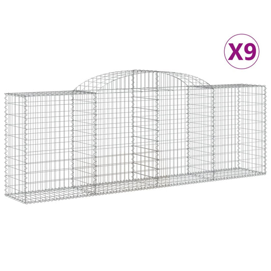Cestas De Gaviones 9 Uds Forma De Arco Hierro 300x50x100/120 Cm_0