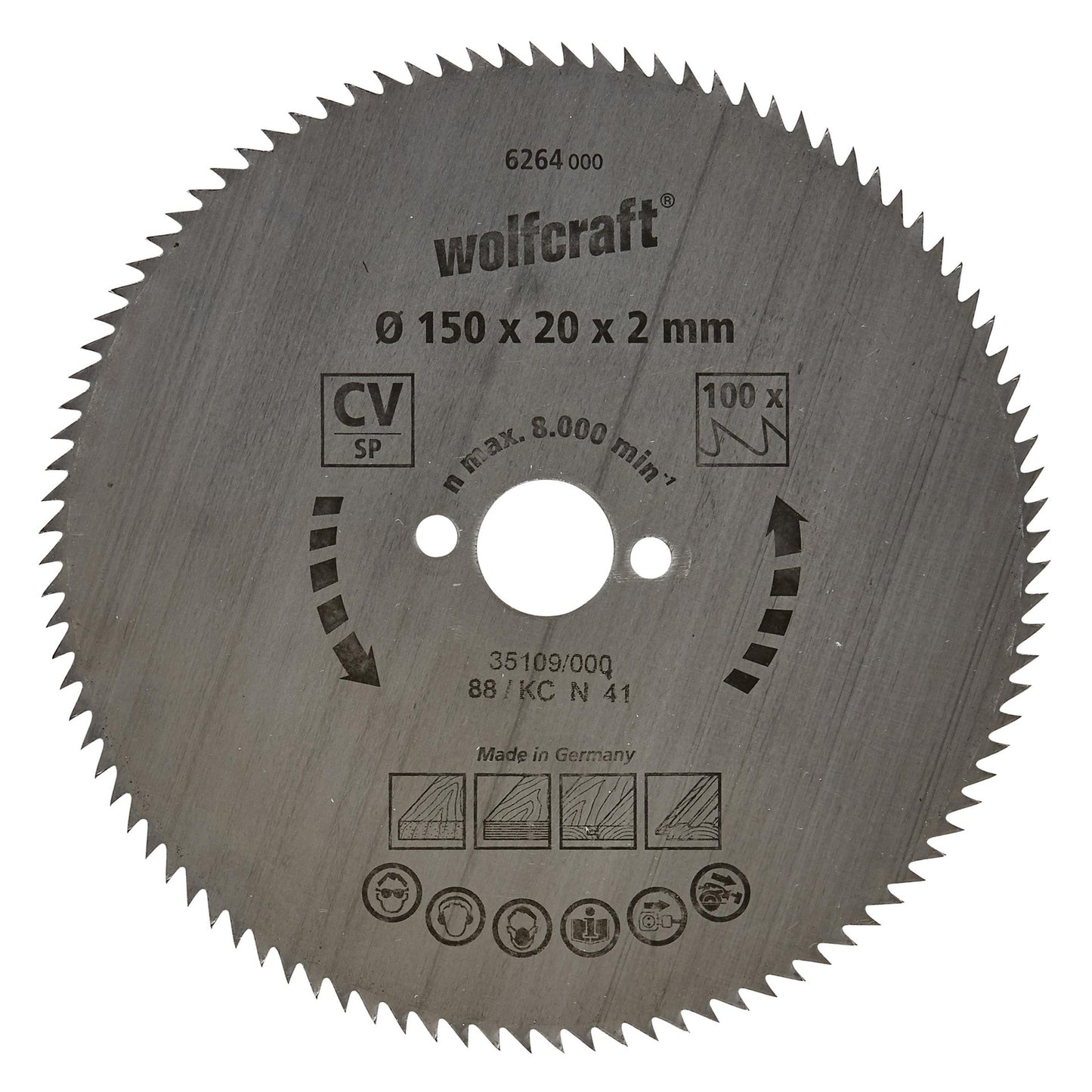 Discos de sierra circular cortes finos Wolfcraft 190 x 16 mm 100 dientes