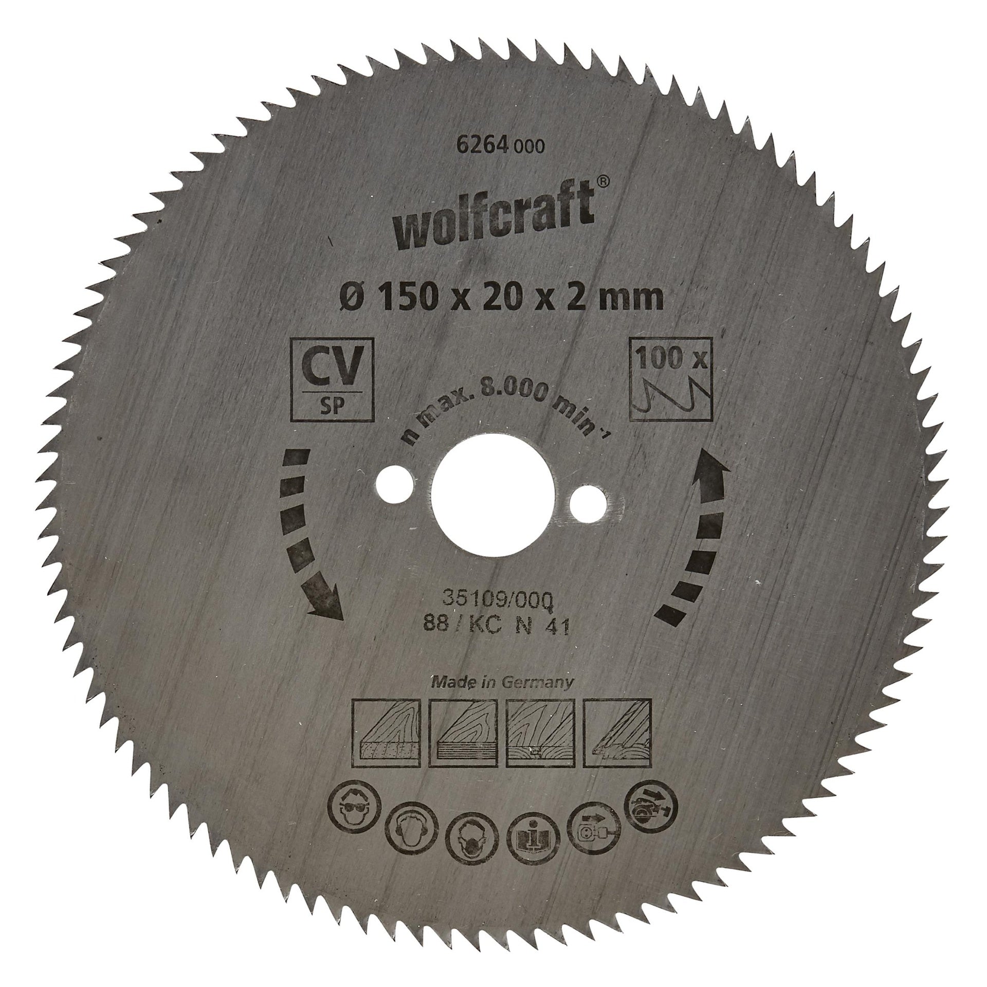 Discos de sierra circular cortes finos Wolfcraft 190 x 16 mm 100 dientes