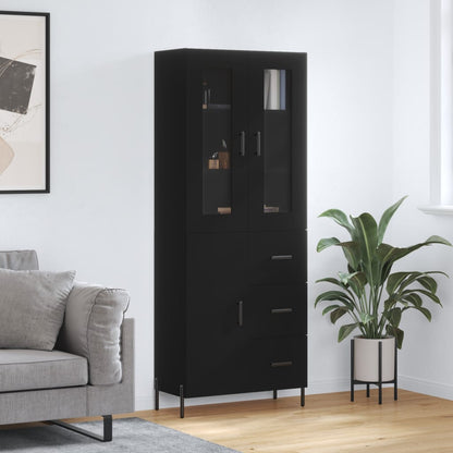 Aparador Alto Madera Contrachapada Negro 69,5x34x180 Cm_0