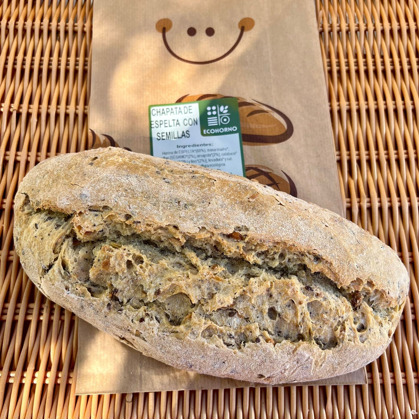 Chapata de espelta ecológica con semillas 400 g_1