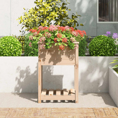 Jardinera Con Estante De Madera Maciza De Pino 54x54x81 Cm_2