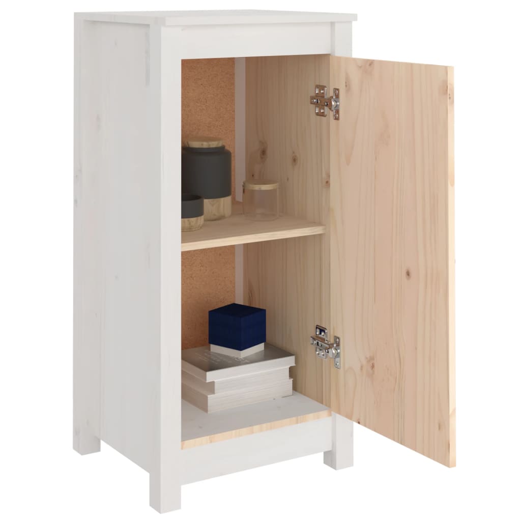 Aparador De Madera Maciza De Pino Blanco 39x35x80 Cm / Vetonek_3