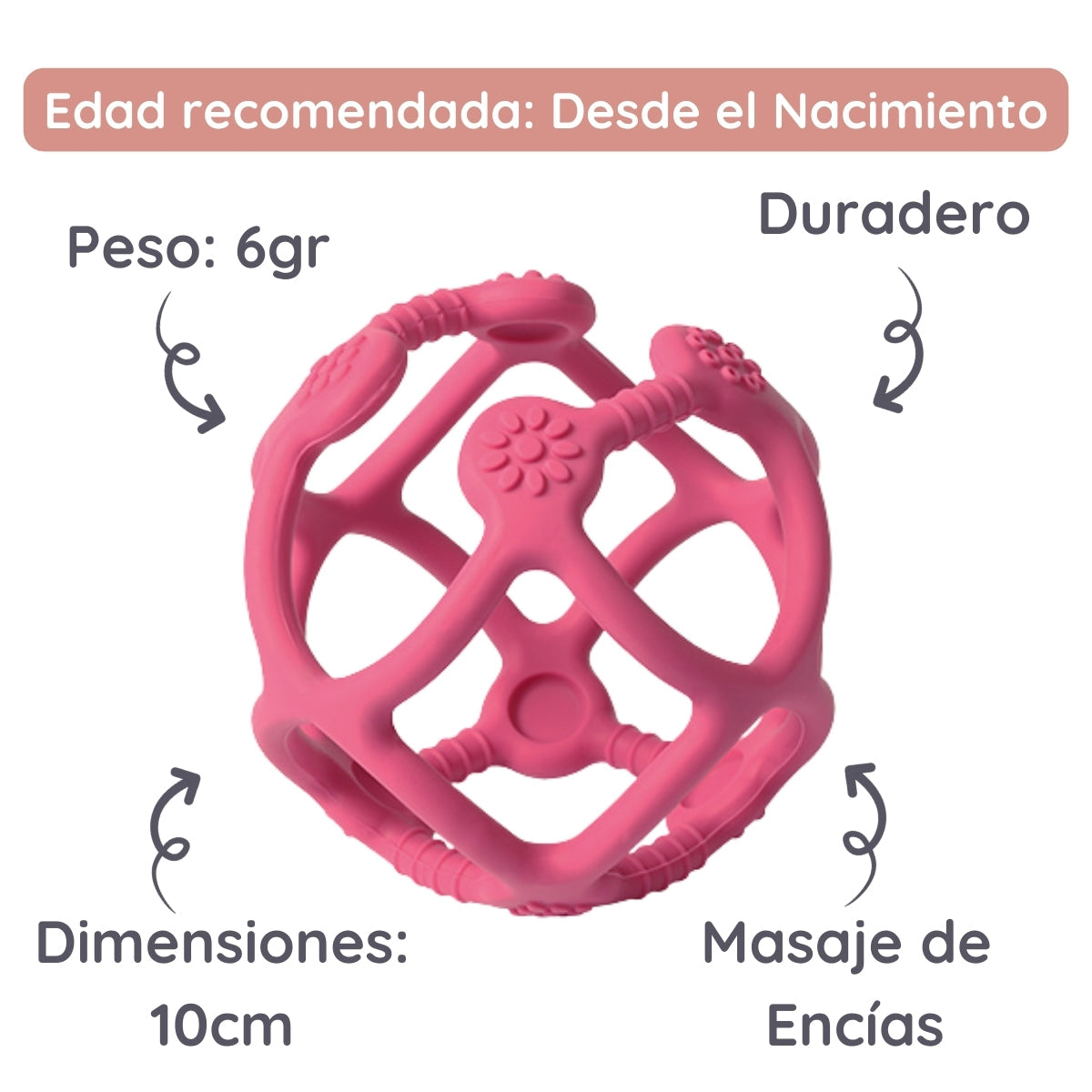 Babyono Mordedor De Silicona Pelota Ergonomica | Alivio Real Para Encías Y Manos Ocupadas_2