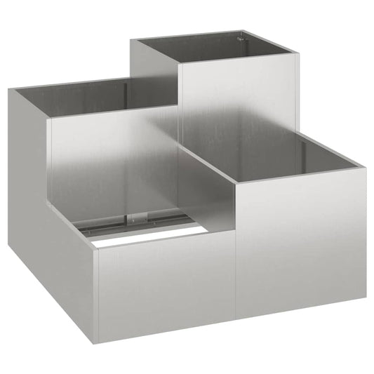 Maceta Para Jardín Plateado 80 X 80 X 60 Cm Acero Inoxidable_0
