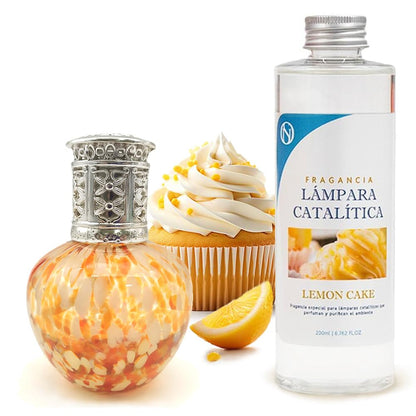 Lámpara Catalítica Drops Orange + Fragancia Lemon Cake 200ml - Elimina Malos Olores, Impurezas Y Perfuma_0