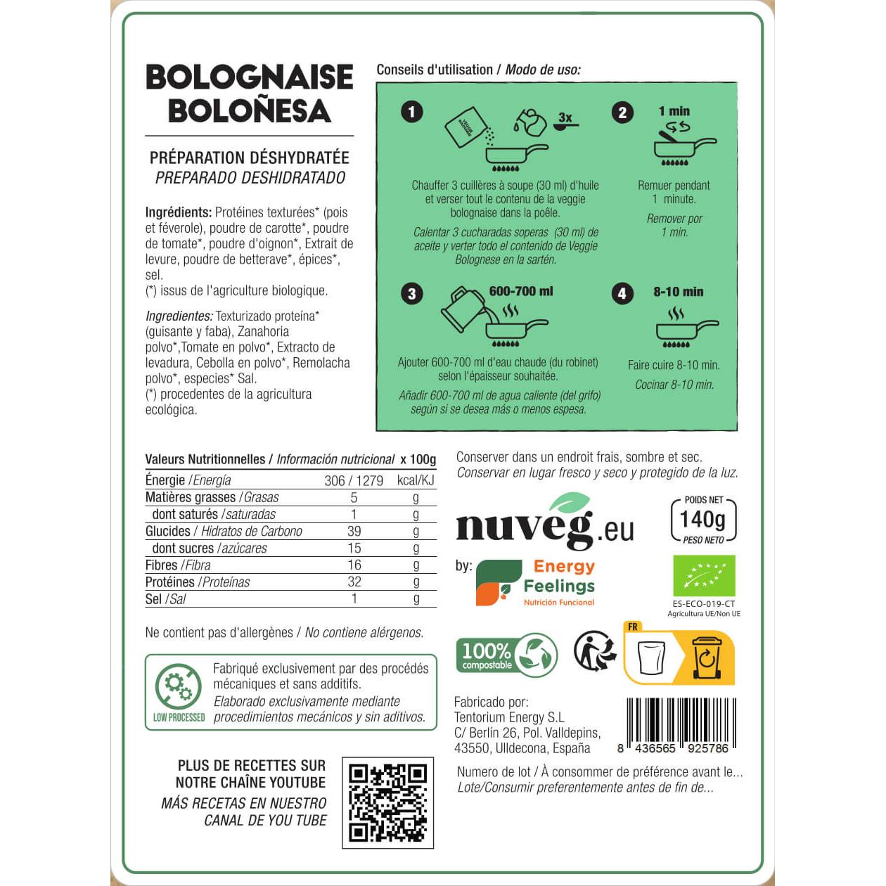 Bolonhesa Vegetariana Biológica Nuveg 140 g