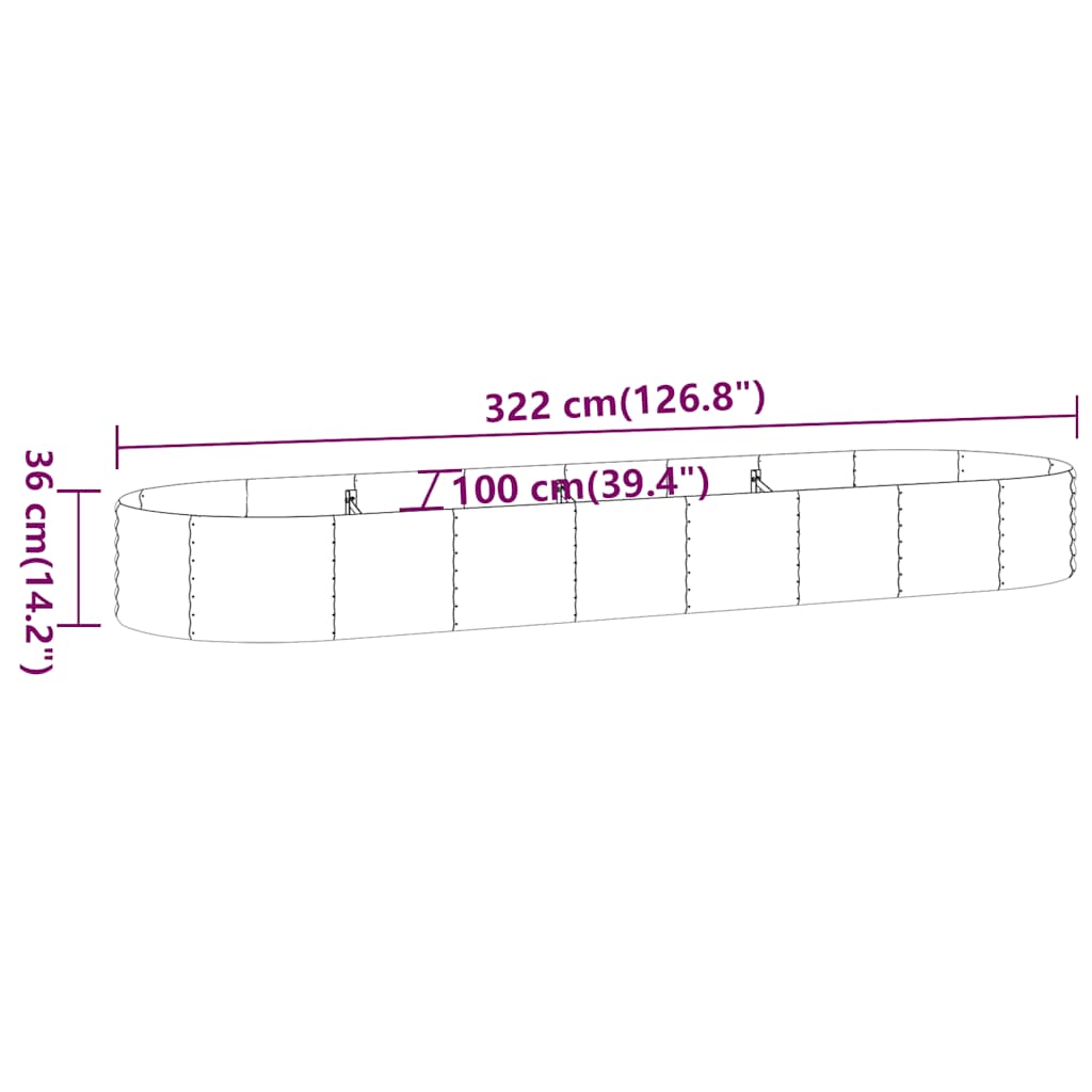 Jardinera Arriate Acero Galvanizado Antracita 322x100x36cm_5
