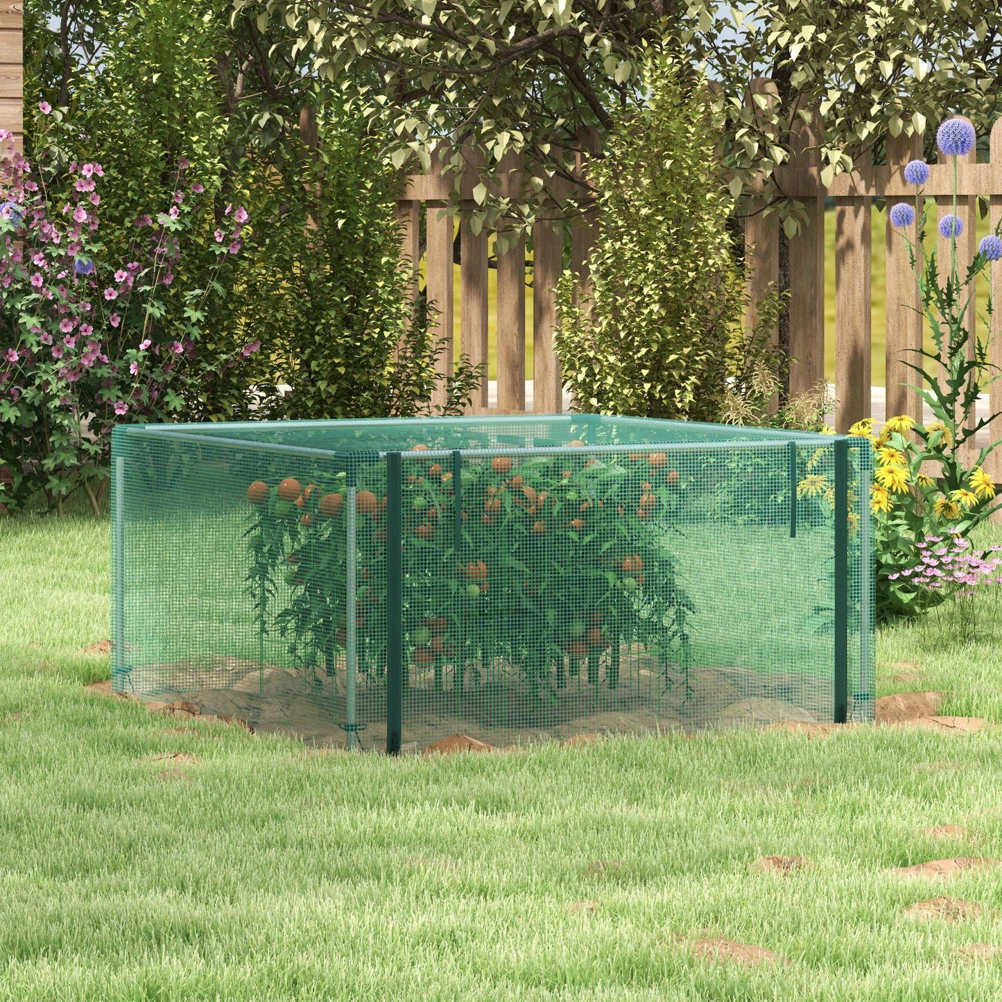 Outsunny Jaula De Cultivo Con Soportes De Acero Puerta 125x125x62,5 Cm Verde_4