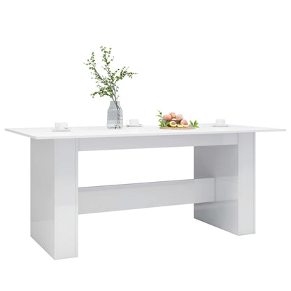Mesa De Comedor Madera De Ingeniería Blanco Brillo 180x90x76 Cm_1