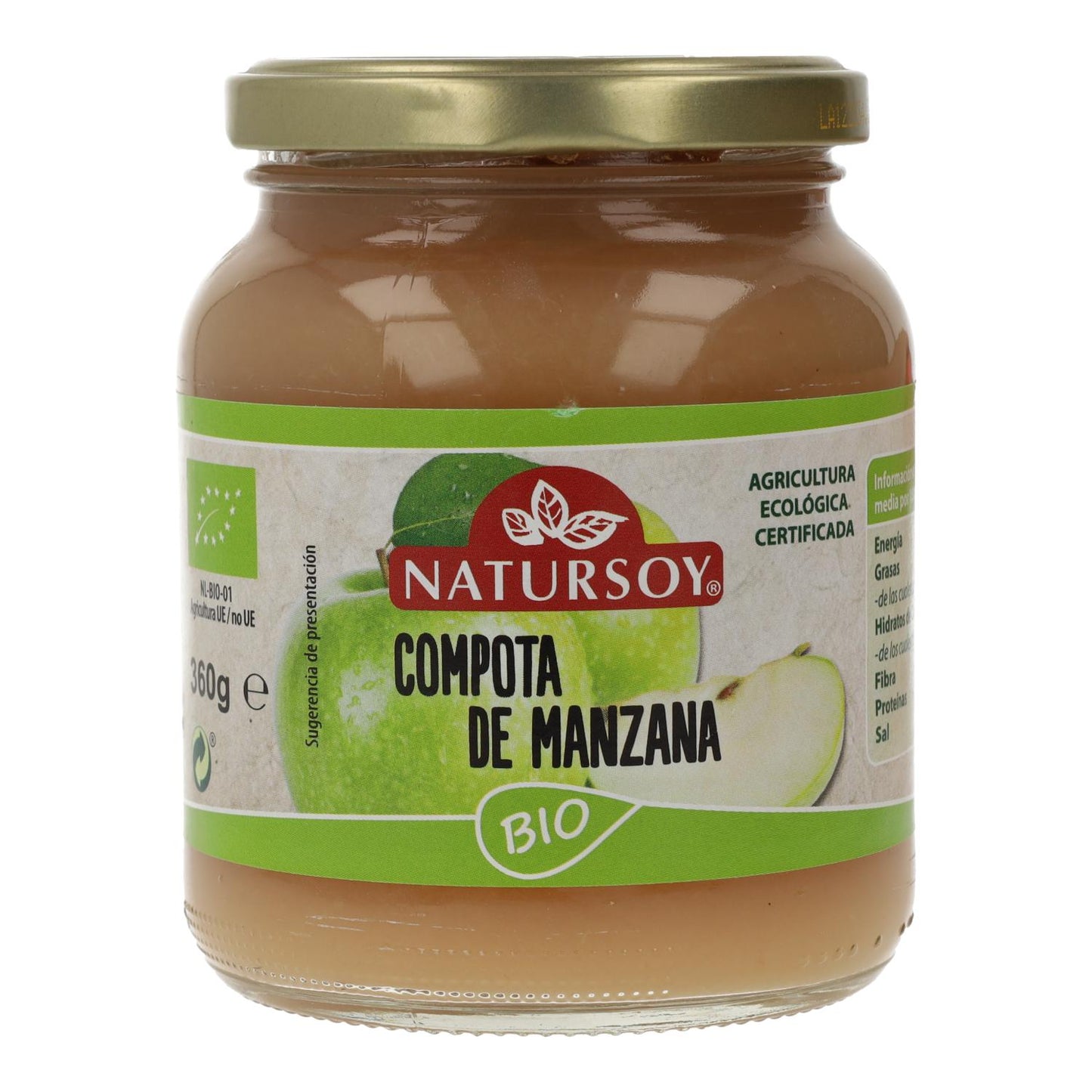 Compota de Maçã Biológica, 370 ml. Natursoy