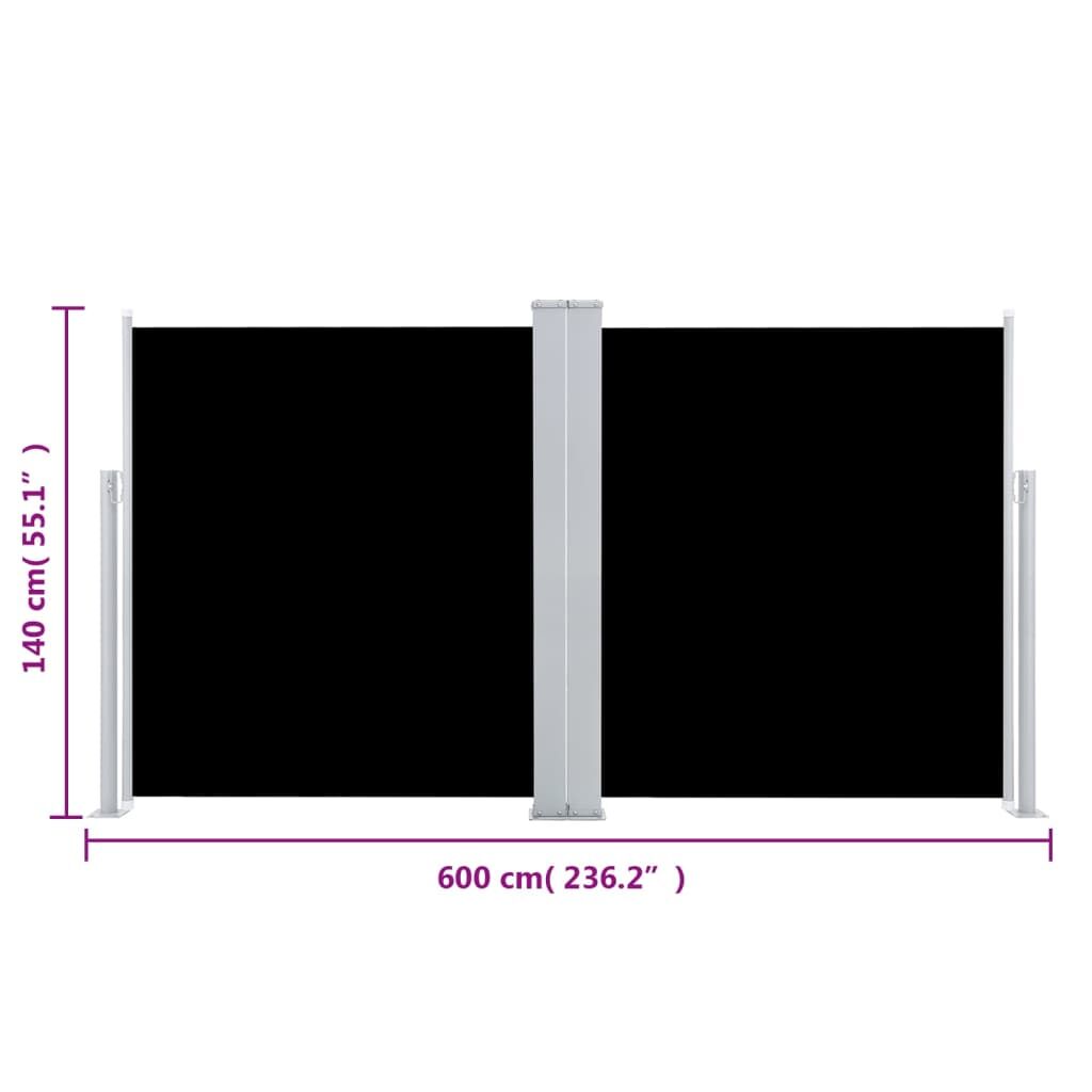 Vidaxl Toldo Lateral Retráctil Negro 140x600 Cm_2