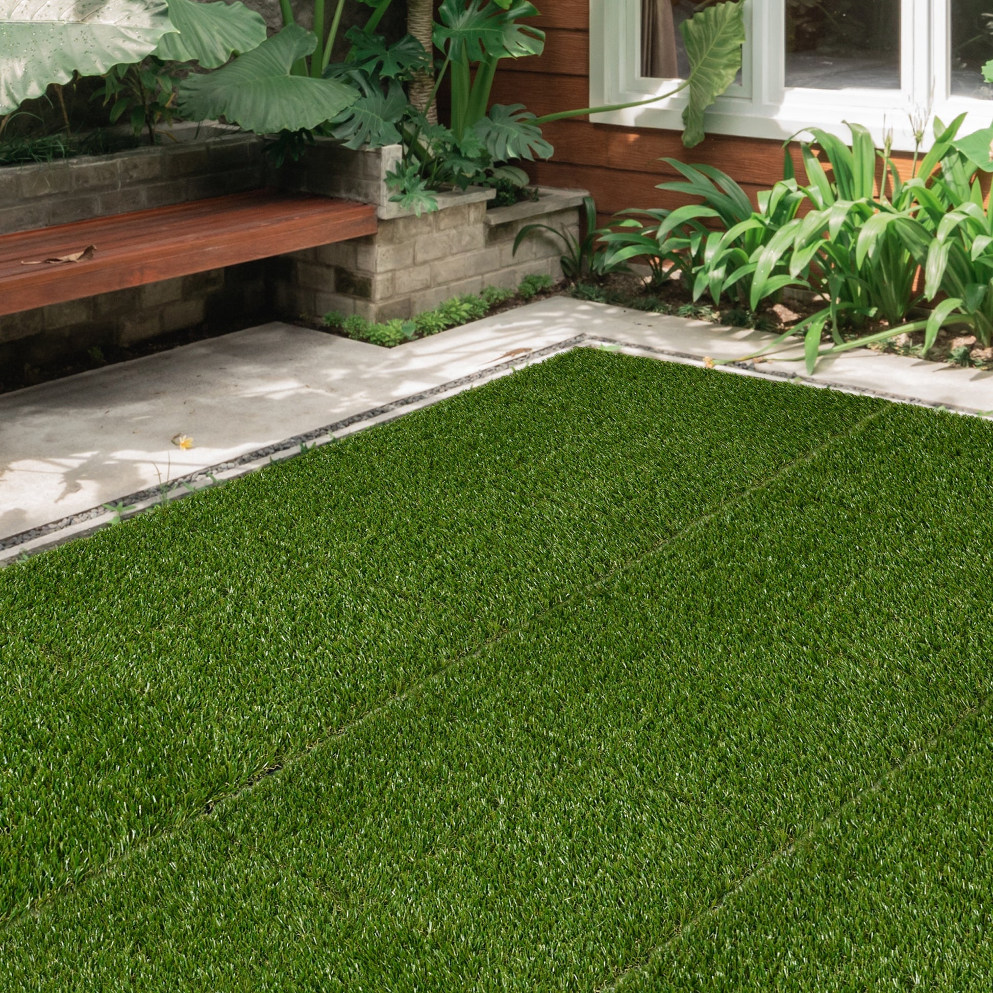 Outsunny Césped Artificial De 10 Piezas 30x30 Cm Altura De Hierba 20 Mm Verde_1