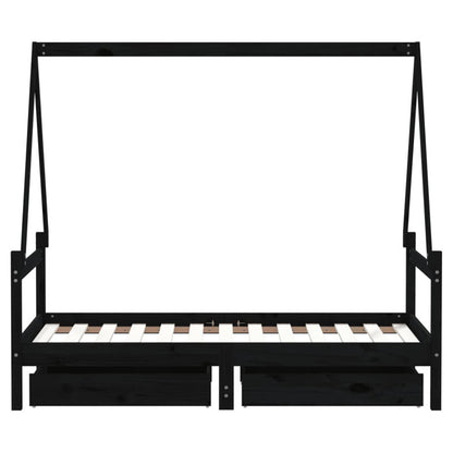 Vidaxl Estructura Cama Infantil Y Cajones Madera Pino Negro 80x160 Cm_5