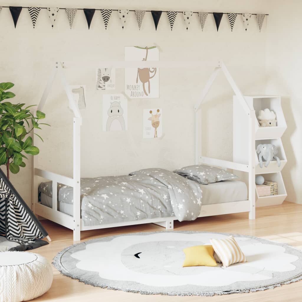 Vidaxl Estructura De Cama Para Niños Madera De Pino Blanco 80x160 Cm_1