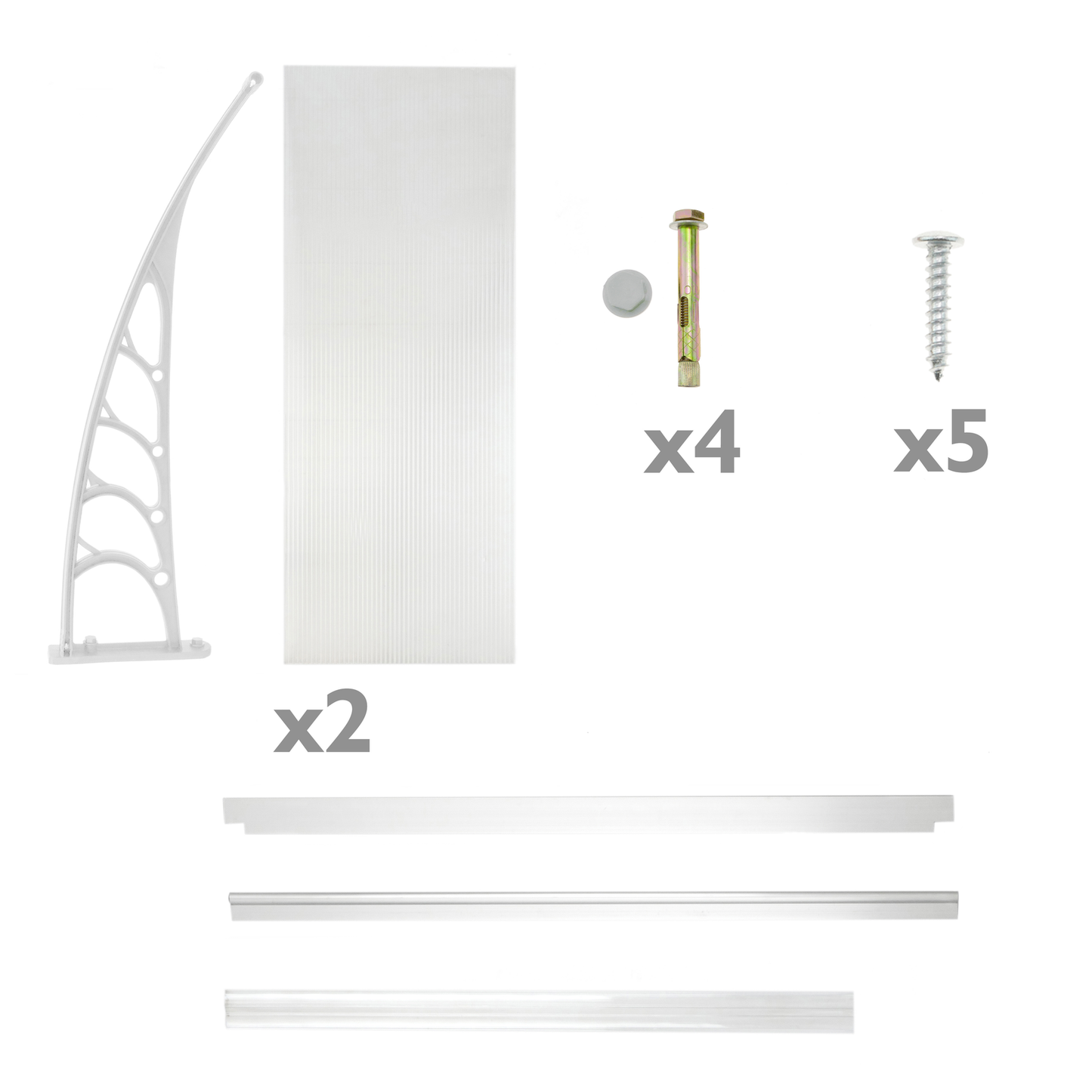 Tejadillo De Protección 150x90 Cm Transparente. Marquesina Para Puertas Y Ventanas Con Soporte Blanco_4