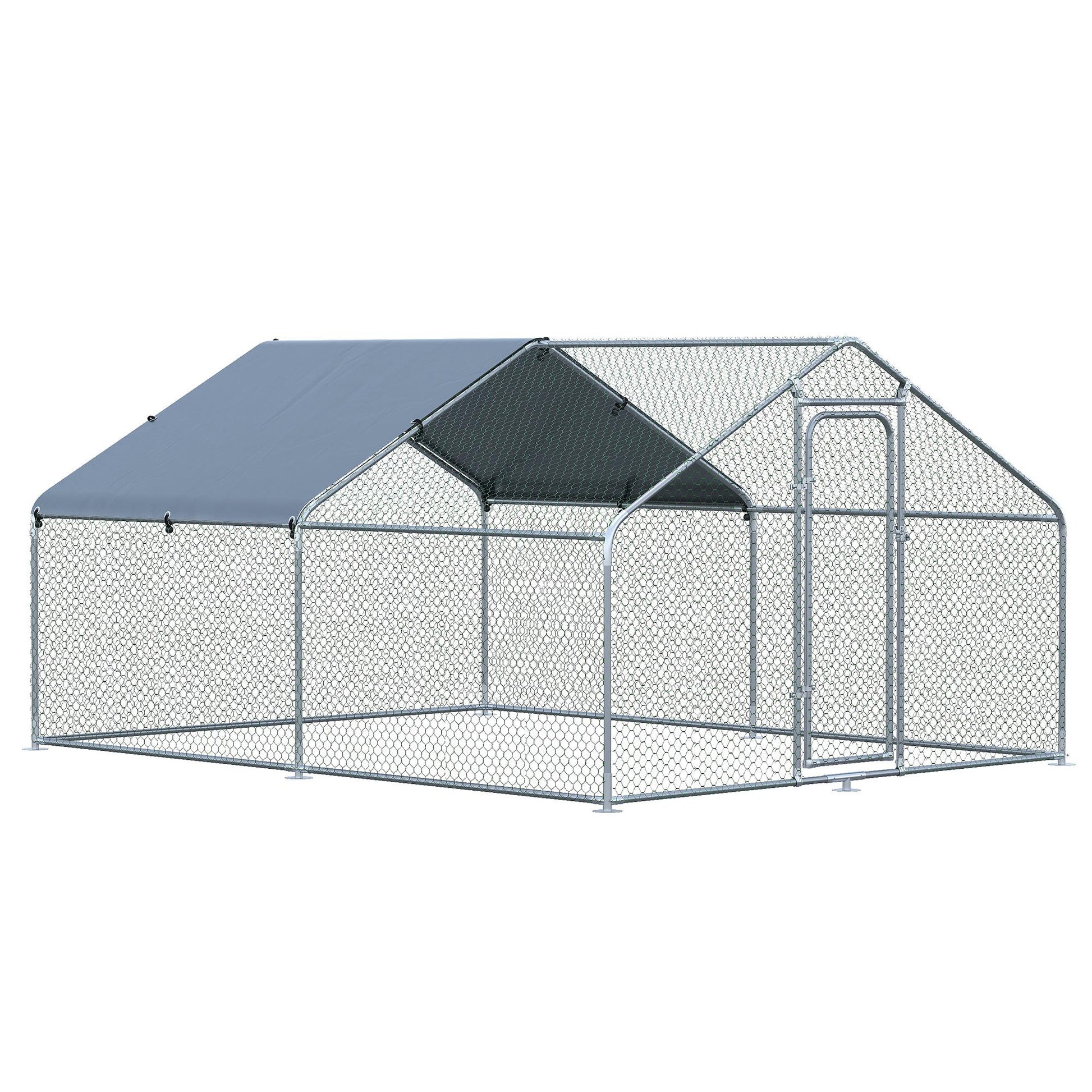 Pawhut Gallinero Para Exterior Grande De Metal Galvanizado 300x400x195 Cm_0