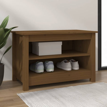Banco Zapatero Madera Maciza De Pino Marrón Miel 70x38x45,5cm / Vetonek_4