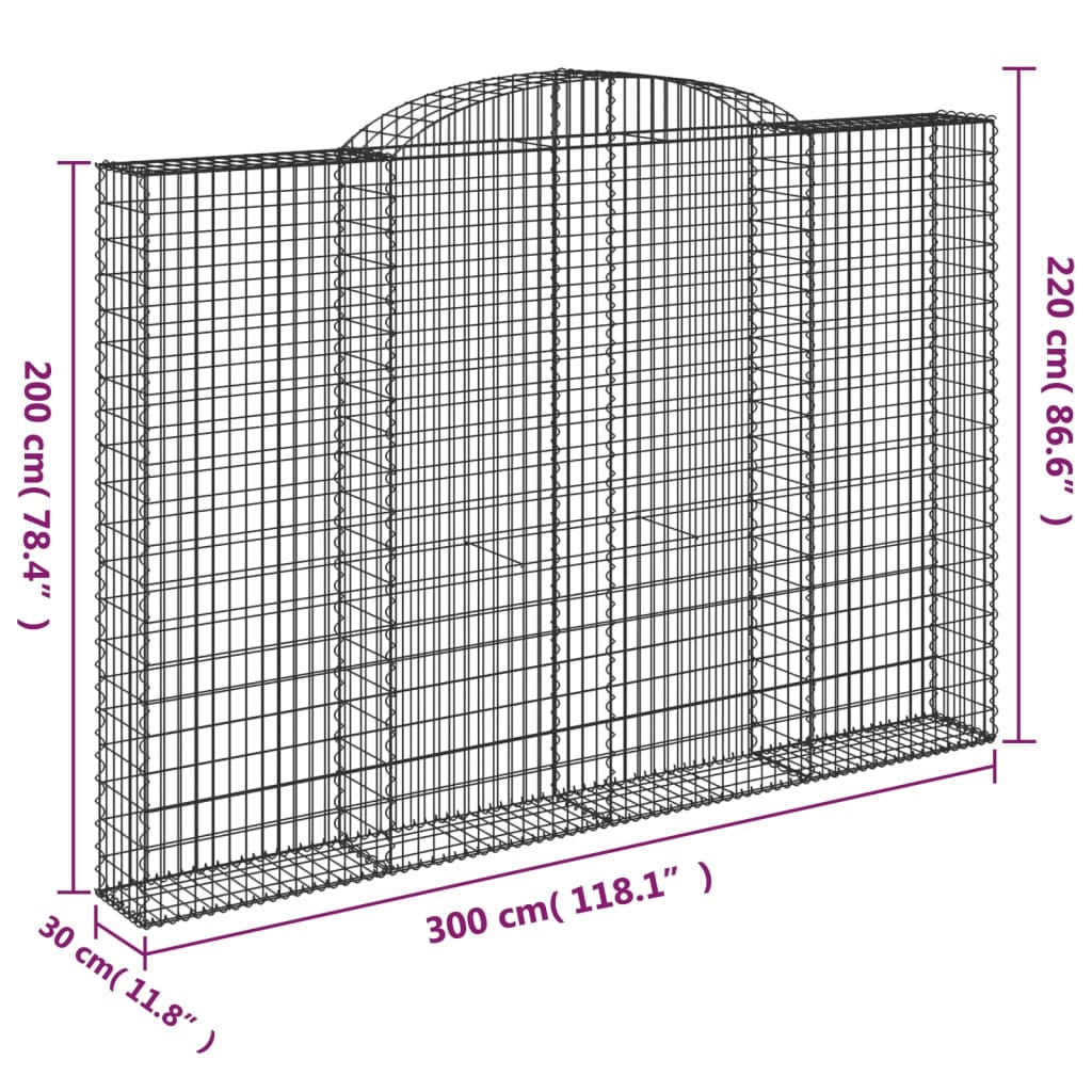Cestas De Gaviones 4 Uds Forma De Arco Hierro 300x30x200/220 Cm_5