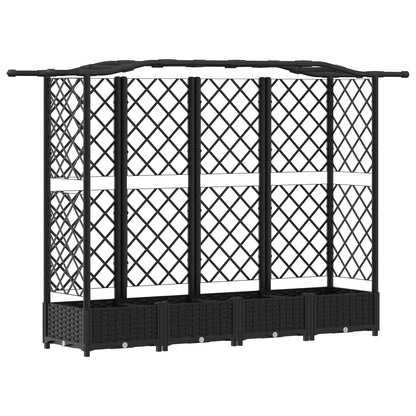 Cama Elevada Con Trellis Y Techo Negro 203,5 X 40 X 123 Cm Pp_0