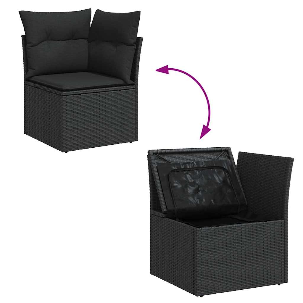 Set Sofás Jardín Y Cojines 9 Pzas Ratán Sintético Acacia Negro / Vetonek_5