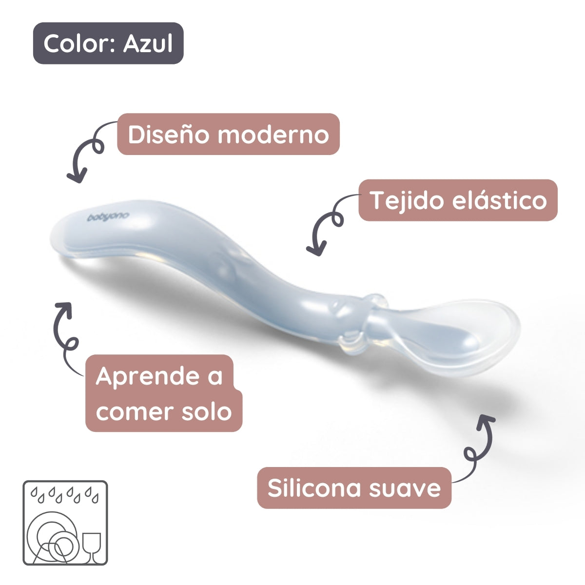 Cuchara De Silicona Flexible Para Bebés Azul_3
